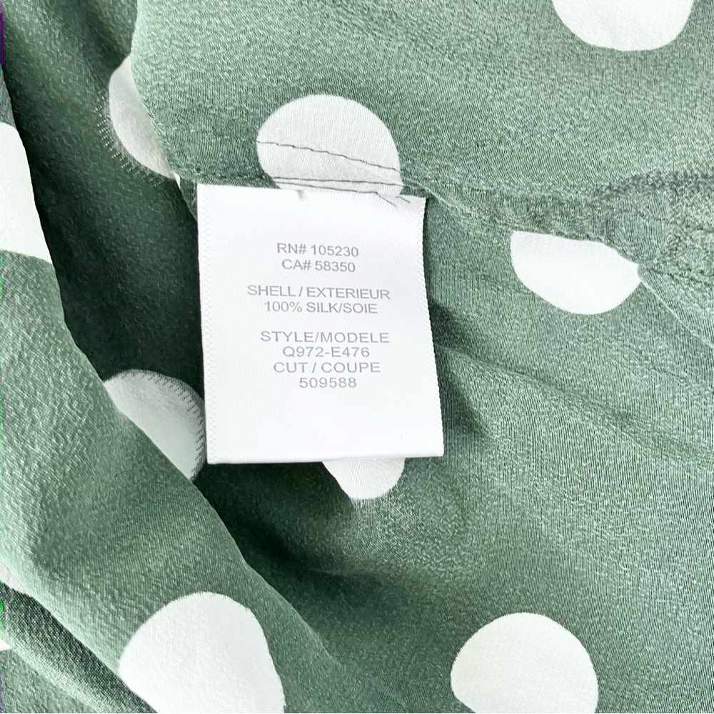 Equipment Aubrey Green & White Dot Silk Shift Dress - Picture 7 of 7